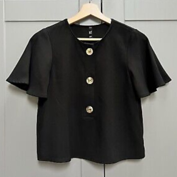 Zara-  Flutter Sleeve Blouse-M - Picture 1 of 4